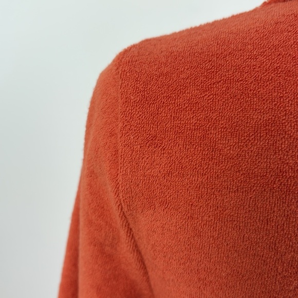 Beige Botany Terrycloth Ruched Mini Dress Orange Long Sleeve Button Down Size M - Picture 8 of 12